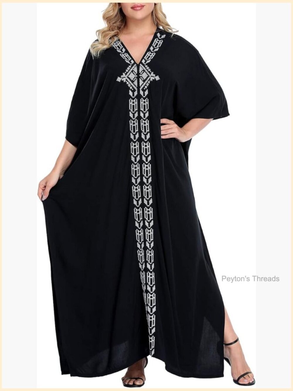 UPF 30+ Kaftan Maxi Dress Oversize V Neck Long Plus Size Swim Cover Up